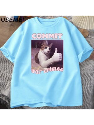 Tarzsokak Savaş Suçları Komik Kedi Meme T-Shirt Erkek Kadın Grafik Tees Tops Giysi Tee Meme Tshirt Hara