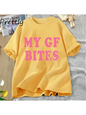 Tarz Sokak Benim Gf Isırıkları Tshirt Komik Erkek Kız Arkadaşı T-Shirt Çift Pamuk Kısa Kollu Tees Moda Y