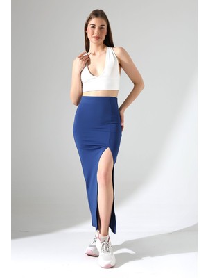 Win Moda Maxi Boy Yırtmaçlı Etek Dalgıç Kumaş 92 cm Kadınlar İçin Modern ve Esnek