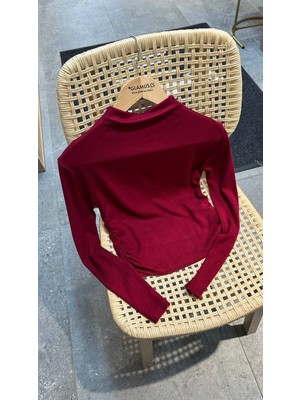 Bordo Balıkçı Yaka Ultra Soft Bluz