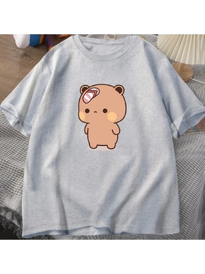 Tarz Sokak Erkekler T-Shirt Sevimli Karikatür Bubu Dudu Tshirt At Flip-Flop Atma Komik Pamuk Kısa Kollu