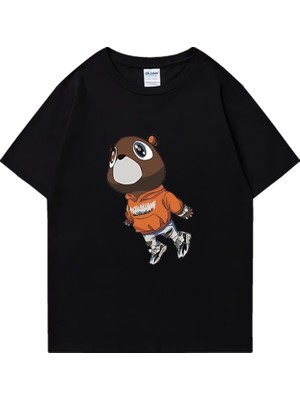 Tarz Sokak Kanye'nin Batı Mezuniyet Ayı T Shirt Erkek Kadın's Hip Hop Streetwear Boy T-Shirt Kısa Kollu