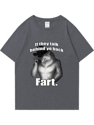 Tarz Sokak Osuruk Kurt Kelimenin Tam Anlamıyla Bana Grafik T-Shirt Erkek Kadın Komik Giyim Harajuku