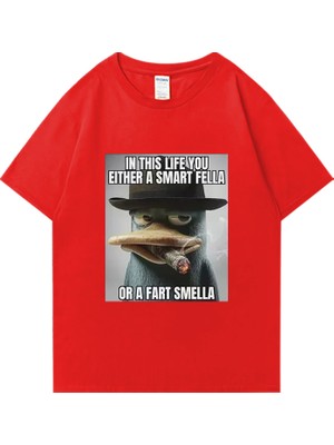 Tarz Sokak Perry Platypus Komik Grafik T-Shirt Erkek Kadın Moda Sokak Hip Hop Giysileri Büyük Boy %