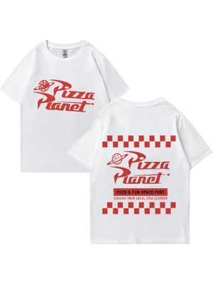 Tarz Sokak Sıcak Satış Pizza Gezegen Hip Hop Grafik T Shirt Erkek Kadın Harajuku Vintage Kısa Kollu Tişö