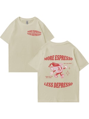 Tarz Sokak Daha Espresso Az Depresso Meme T Shirt Komik Erkek Kadın Vintage Karikatür T-Shirt Pop Art Pa