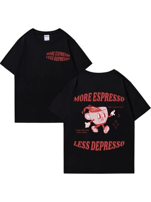 Tarz Sokak Daha Espresso Az Depresso Meme T Shirt Komik Erkek Kadın Vintage Karikatür T-Shirt Pop Art Pa