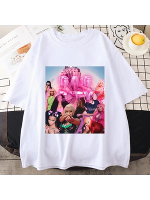 Tarz Sokak Sıcak Nicki Minaj Müzik Albümü T Shirt Kadın Erkek Rap Hip Hop Streetwear Gevşek Saf Pamuk Kı