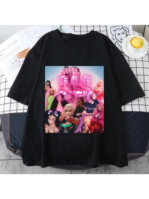 Tarz Sokak Sıcak Nicki Minaj Müzik Albümü T Shirt Kadın Erkek Rap Hip Hop Streetwear Gevşek Saf Pamuk Kı