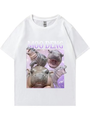 Tarz Sokak Moo Deng Kabarık Domuz Tayland'da Bebek Komik Meme T-Shirt Erkek Kadın Kawaii Streetwear T-Sh