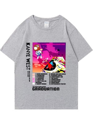 Tarz Sokak Sıcak Satış Kanye West Mezuniyet Grafik Baskı T Shirt Erkek Kadın Rahat Hip Hop Streetwear Bo