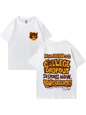 Tarz Sokak Rapçi Kanye West Moda Grafik Baskı T Shirt Erkek Kadın Vintage Tee Büyük Boy Kısa