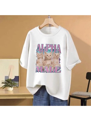 Tarz Sokak Yenı Sevimli Kedi Grafik T-Shirt Erkek Kadın Komik Kısa Kollu T-Shirt Büyük Boy Casual T