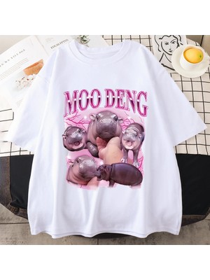 Tarz Sokak Tayland Yılında Moo Deng Bouncy Domuz Bebek Komik Meme T-Shirt Erkekler Kadınlar Kawaii T-Shi