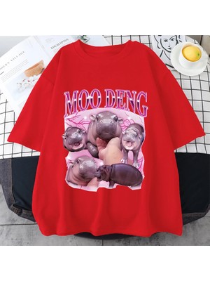 Tarz Sokak Tayland Yılında Moo Deng Bouncy Domuz Bebek Komik Meme T-Shirt Erkekler Kadınlar Kawaii T-Shi