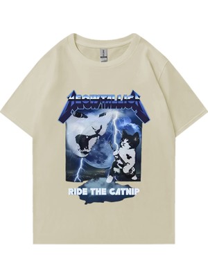 Tarz Sokak Meowtallica Plde Catnlp Komik Kedi Meme T-Shirt Erkek Kadın Moda Pamuk Kısa Kollu T-Shirt Yaz
