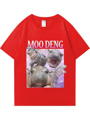 Tarz Sokak Moo Deng Kabarık Domuz Tayland'da Bebek Komik Meme T-Shirt Erkek Kadın Kawaii Streetwear T-Sh