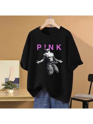 Tarz Sokak Vintage Pembe P!nk Şarkıcı O-Boyun T Shirt Yaz Erkek Kadın Hip Hop Streetwear Boy Saf Pa
