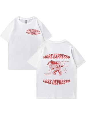 Tarz Sokak Daha Espresso Az Depresso Meme T Shirt Komik Erkek Kadın Vintage Karikatür T-Shirt Pop Art Pa