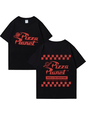 Tarz Sokak Sıcak Satış Pizza Gezegen Hip Hop Grafik T Shirt Erkek Kadın Harajuku Vintage Kısa Kollu Tişö