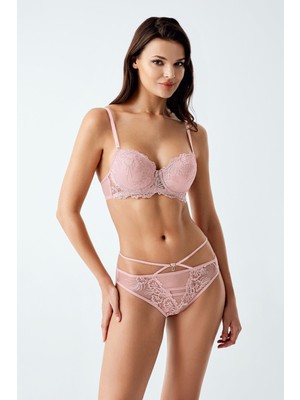 Luw 6122 Pudra Renk Dolgulu Sütyen Külot 2li Takım