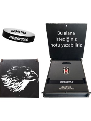 Beşiktaş Lisanslı Bileklik Siyah Kartal Ahşap Kutulu