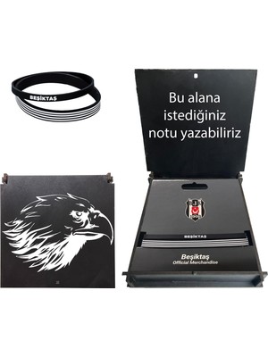 Beşiktaş Lisanslı 2 Li Bileklik Siyah Kartal Ahşap Kutulu