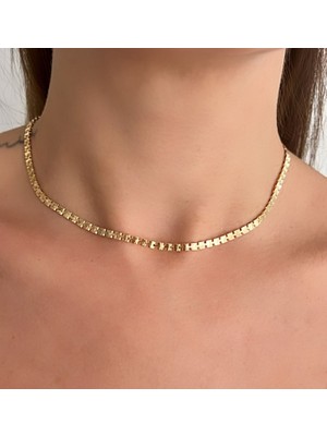 Kutcha Accessories Zarif Altın Kaplama Choker Kolye - Modern Tasarım