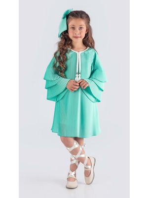 Mnk Baby & Kids Kız Çocuk Krep Plise Elbise MNK0595