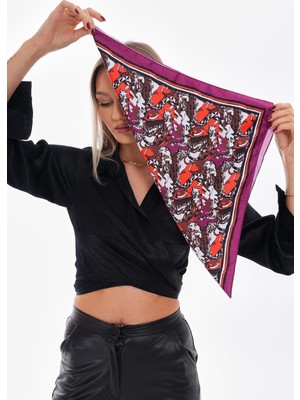 Axesoire 15308 Kaplan Desenli Mor Bandana Fular