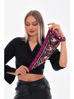 Axesoire 15308 Kaplan Desenli Mor Bandana Fular