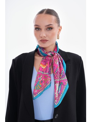 Axesoire 15262 Patchwork Desenli Fuşya Bandana Fular