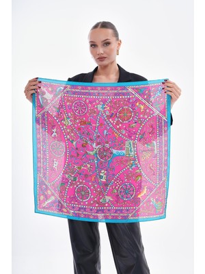 Axesoire 15262 Patchwork Desenli Fuşya Bandana Fular