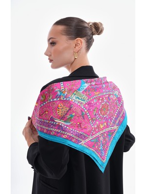 Axesoire 15262 Patchwork Desenli Fuşya Bandana Fular