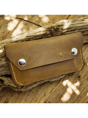 Cy Leather Luna Camel El Yapımı Hakiki Deri Erkek Kadın Küçük Unisex El Çantası