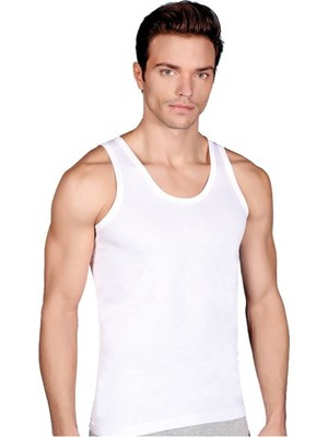 Berrak Yazlık Rahat Erkek Beyaz Renk Penye Atlet 2XL Sıfır Yaka Tasarımı ile Şık