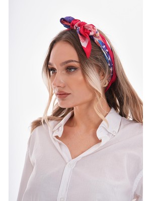 Axesoire 15279 Yaprak Desenli Turuncu Bandana Fular 70X70 cm