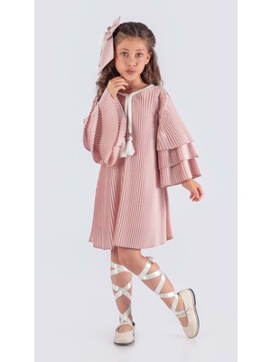 Mnk Baby & Kids Kız Çocuk Krep Plise Elbise MNK0595