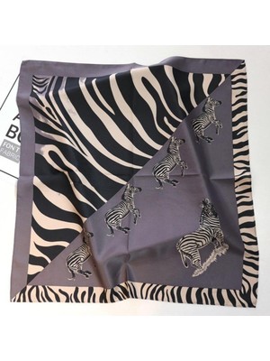 Axesoire 15241 Zebra Desenli Antrasit Bandana Fular 53X53 cm