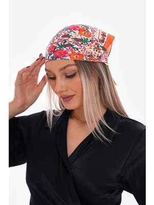 Axesoire 15307 Çiçek Desenli Turuncu Bandana Fular