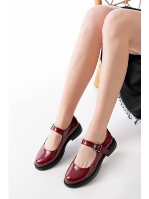 Ellolita Luxury Shoes YSN-4444 Bordo Rugan Günlük Bayan Ayakkabı