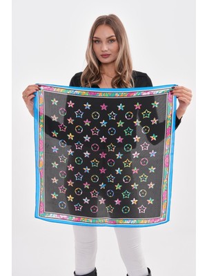 Axesoire 15267 Yıldız Desenli Mavi Bandana Fular