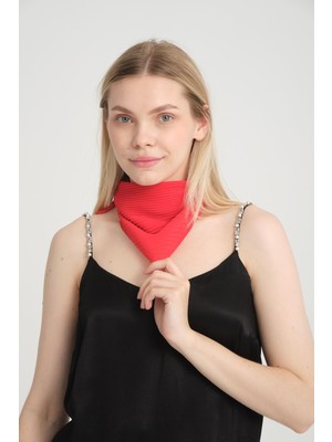 Axesoire 13731-1 Kırmızı Pliseli Bandana Fular