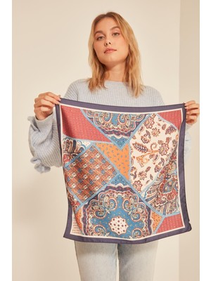 Axesoire 12353 Etro Desenli Lacivert Bandana Fular Tek Ebat