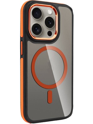 ZORE Apple iPhone 15 Pro Kılıf Magsafe Şarj Özellikli Mat Görünümlü Zore Solo Kapak-Turuncu