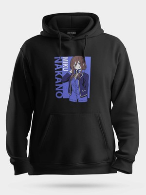 Nirvoda Miku Nakano Mavi One Piece Unisex Kapüşonlu Sweatshirt Siyah