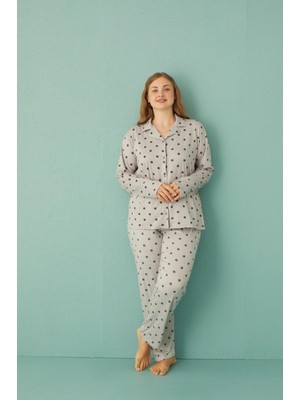 Pemilo Kadın 50801-116 Büyük Beden Önü Düğmeli Pijama Takımı