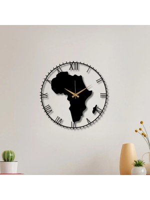 Artera Design Metal Duvar Saati Afrika Kıta Harita Dekoratif Saat