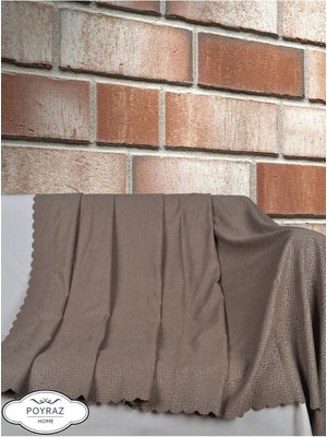 Mat Desenli Şönil Koyu Vizon Çift Taraflı Koltuk Çekyat Örtüsü Şalı