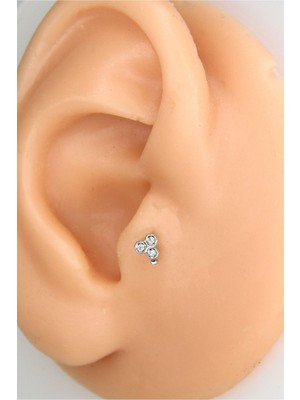 Gümüş Renk 8mm Bal Peteği Piercing Tragus Helix Kıkırdak